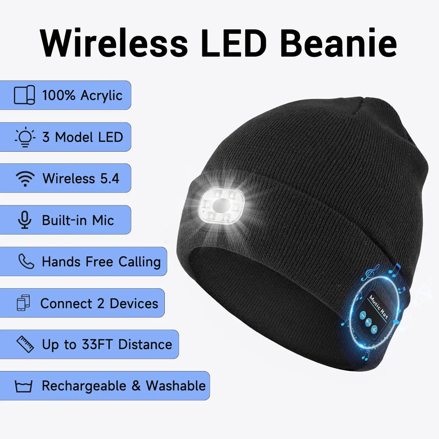 Running Gear For Marathon - قبعة مزودة بإضاءة LED بتقنية البلوتوث